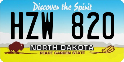 ND license plate HZW820