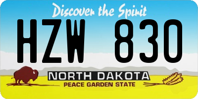 ND license plate HZW830