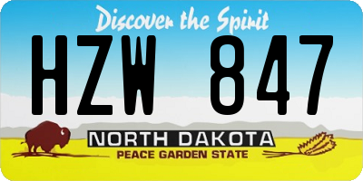 ND license plate HZW847
