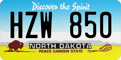 ND license plate HZW850