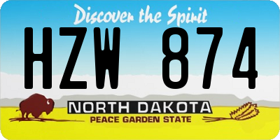 ND license plate HZW874