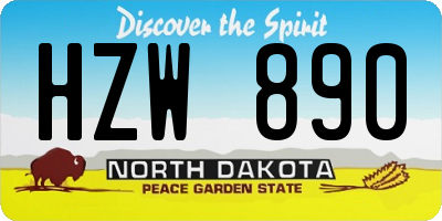 ND license plate HZW890