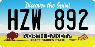 ND license plate HZW892