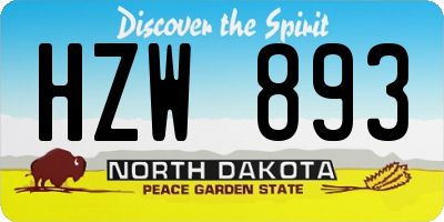 ND license plate HZW893