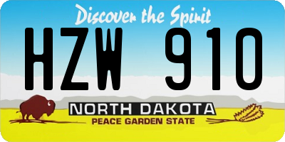 ND license plate HZW910