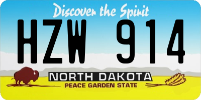 ND license plate HZW914