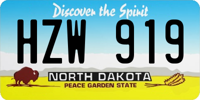 ND license plate HZW919