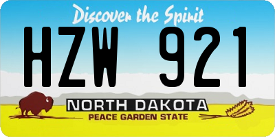 ND license plate HZW921