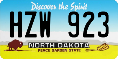 ND license plate HZW923