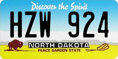 ND license plate HZW924