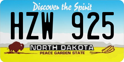 ND license plate HZW925