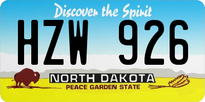 ND license plate HZW926