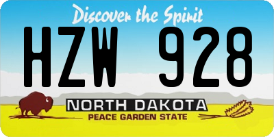 ND license plate HZW928