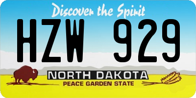 ND license plate HZW929