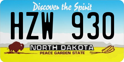 ND license plate HZW930