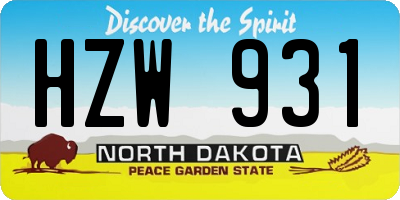 ND license plate HZW931