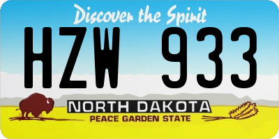 ND license plate HZW933