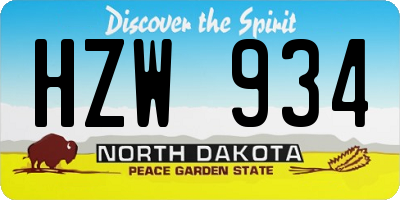 ND license plate HZW934