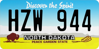 ND license plate HZW944