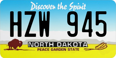 ND license plate HZW945
