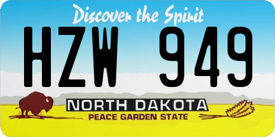 ND license plate HZW949