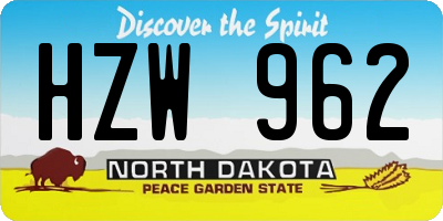 ND license plate HZW962