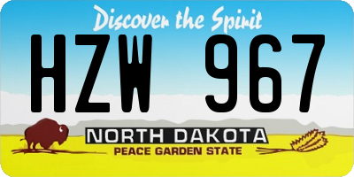 ND license plate HZW967