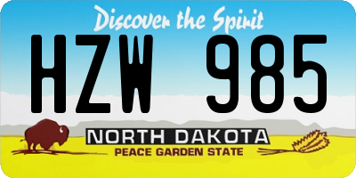 ND license plate HZW985