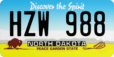 ND license plate HZW988