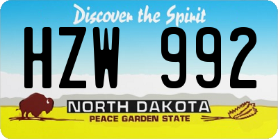 ND license plate HZW992