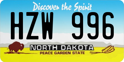 ND license plate HZW996