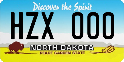 ND license plate HZX000