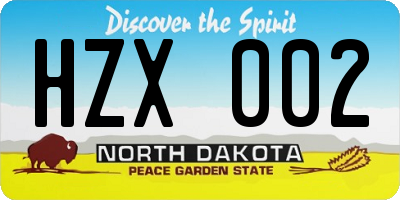 ND license plate HZX002