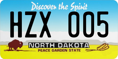ND license plate HZX005