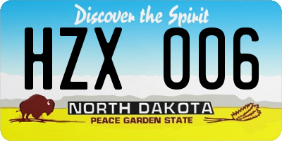 ND license plate HZX006