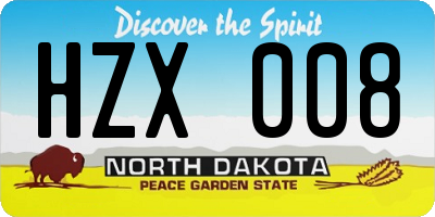 ND license plate HZX008