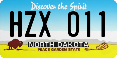 ND license plate HZX011