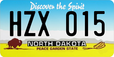 ND license plate HZX015