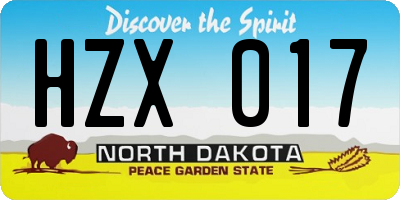 ND license plate HZX017