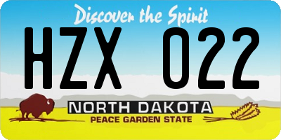 ND license plate HZX022