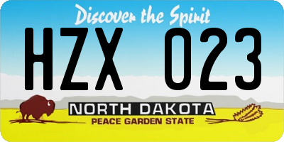 ND license plate HZX023