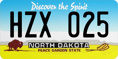 ND license plate HZX025