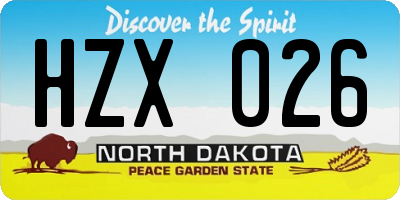 ND license plate HZX026