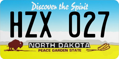 ND license plate HZX027