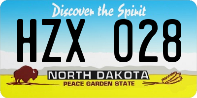 ND license plate HZX028