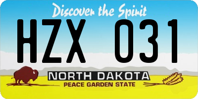 ND license plate HZX031