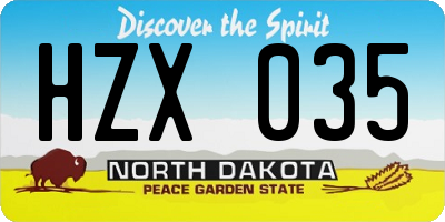 ND license plate HZX035