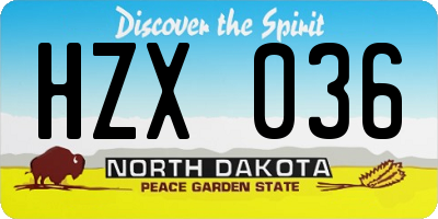 ND license plate HZX036