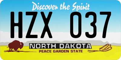 ND license plate HZX037