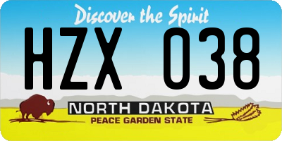 ND license plate HZX038